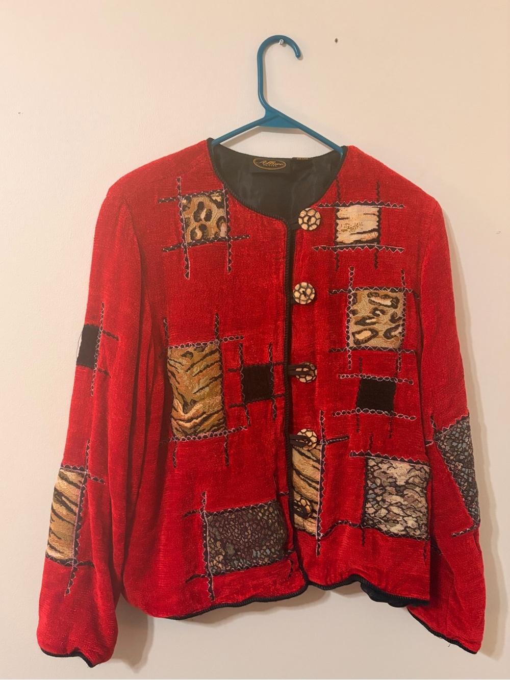 Allure Red Patchwork Animal-Print Jacket